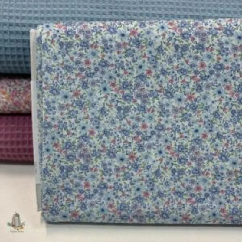 Muestra de tela Floral Azul