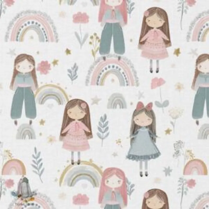 Muestra de tela Estampado Muñecas
