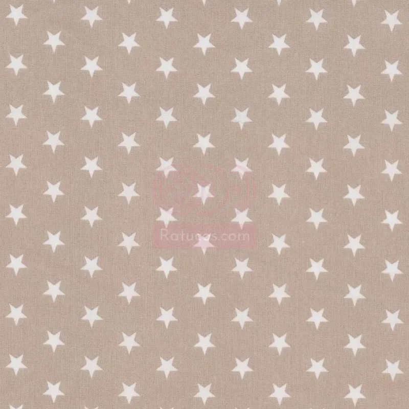 Muestra de tela Popelín Estrellas Pequeñas Beige